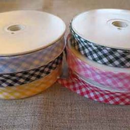 polycotton 16mm gingham pattern bias binding in a variety of colours