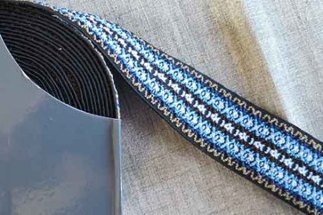 50mm woven patterned waistband or belt elastic (blue/black)