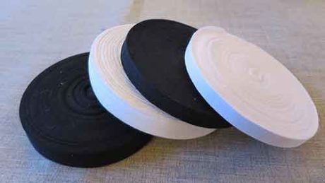 12mm and 25mm 100% cotton tape in black and white