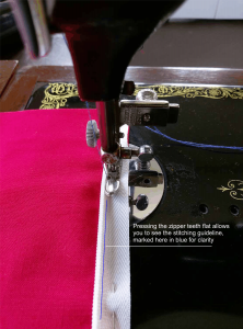 zipper tape stitching line