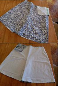 Finished culottes, showing fabric contrast.