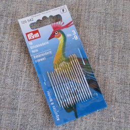 Prym sewing needles, embroidery (crewel), sizes 3 - 9