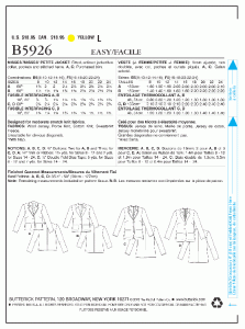 Butterick jack B5926 - pattern info