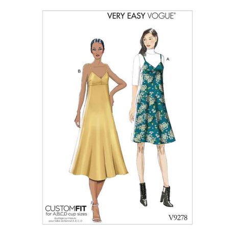 V9278 Misses' Slip-Style Dress with Back Zipper