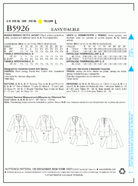 B5926 Misses'/Misses' Petite Jacket