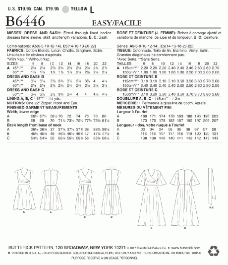 B6446 Misses' Pleated Wrap Dresses with Sash