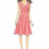 B6446 Misses' Pleated Wrap Dresses with Sash