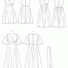 B6446 Misses' Pleated Wrap Dresses with Sash