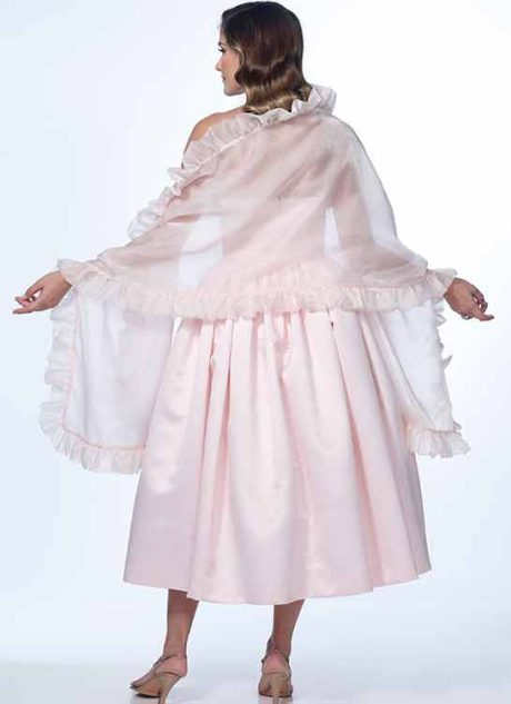 B6454 Misses' Ruffled Dresses and Shawls