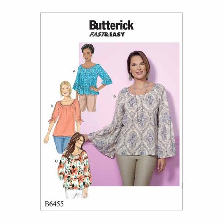 B6455 Misses' Gathered, Raglan Sleeve Tops