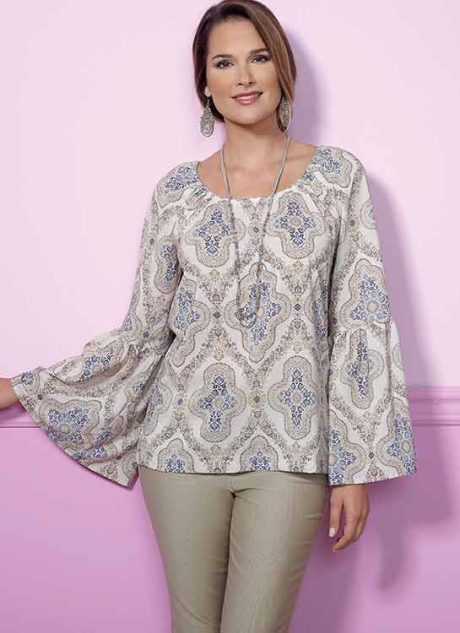 B6455 Misses' Gathered, Raglan Sleeve Tops