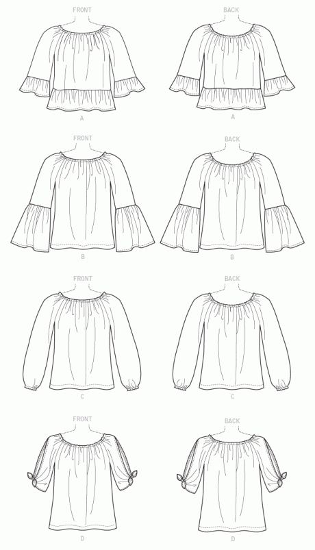 B6455 Misses' Gathered, Raglan Sleeve Tops