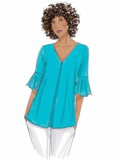 B6456 Misses' Tulip or Ruffle Sleeve Tops