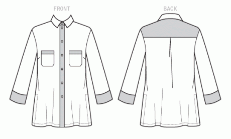 B6465 Misses'/Women's Button-Down Shirt with Side Slits and Bust Pockets