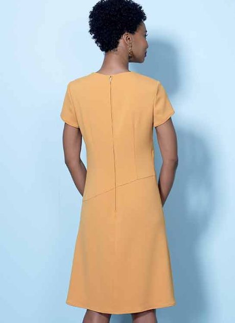 B6480 Misses' Fitted Dresses with Hip Detail, Neck and Sleeve Variations