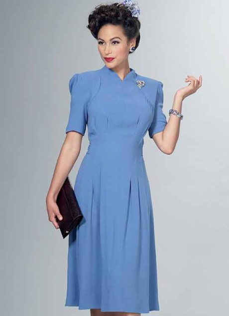 B6485 Misses' Dresses with Shoulder and Bust Detail, Waist Tie, and Sleeve Variations