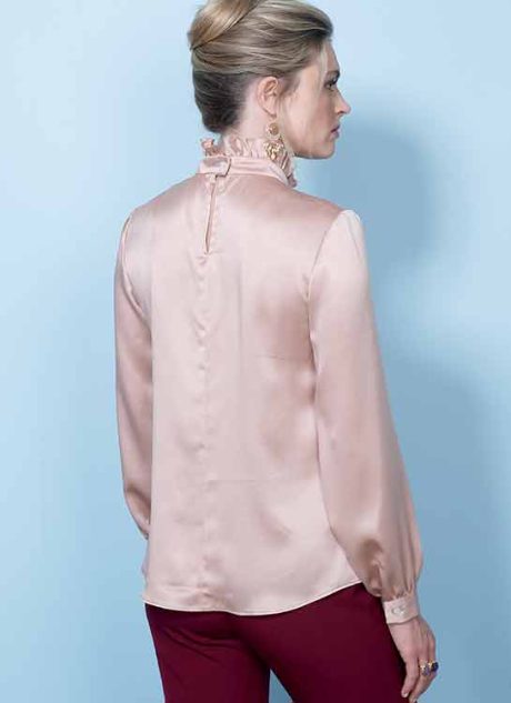 B6487 Misses' Tops with Gather-Detail Mock-Neck, and Sleeve Variations