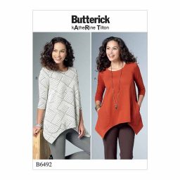B6492 Misses' Loose Knit Tunics with Shaped Sides and Pockets
