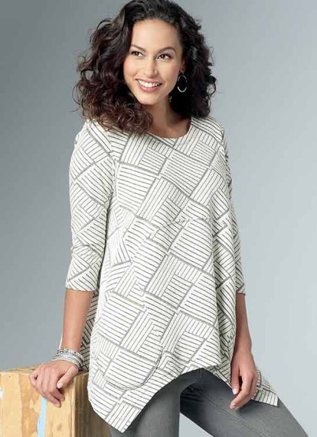 B6492 Misses' Loose Knit Tunics with Shaped Sides and Pockets