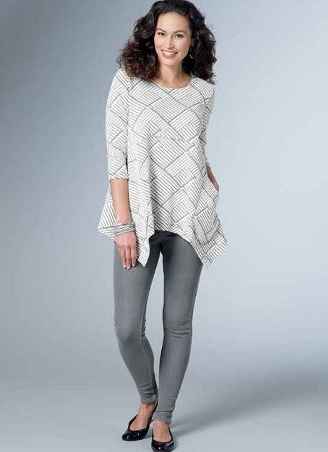 B6492 Misses' Loose Knit Tunics with Shaped Sides and Pockets