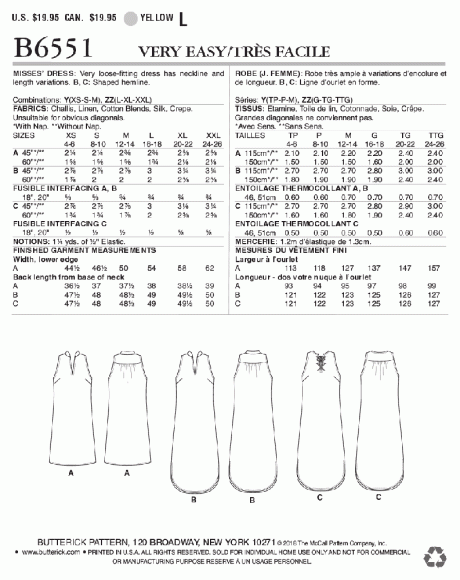 B6551 Misses' Dress