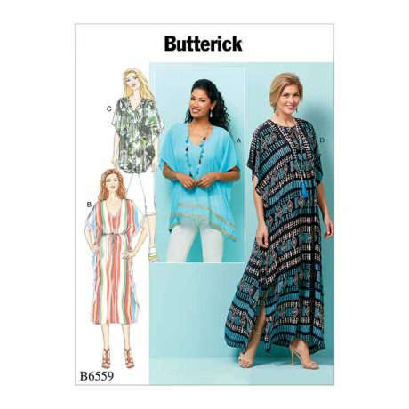 B6559 Misses' Top, Tunic and Caftan