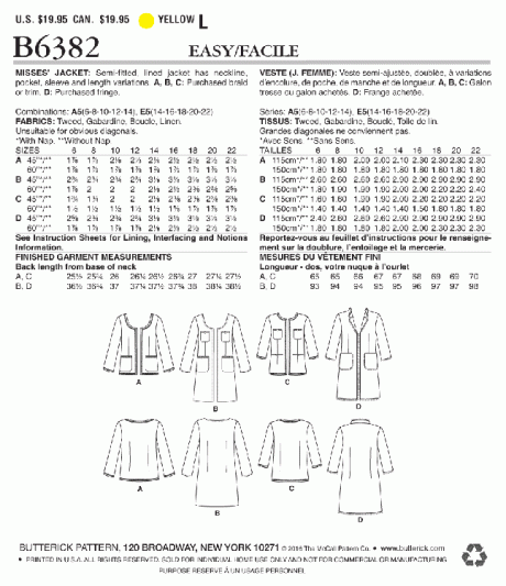 B6382 Misses' jacket