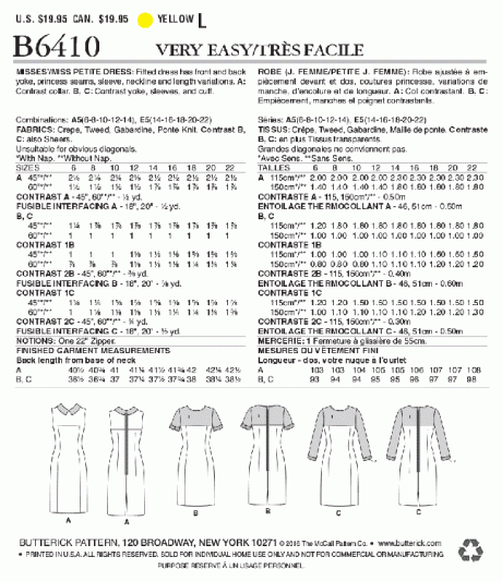 B6410 Misses'/Miss Petite Paneled Dresses with Yokes