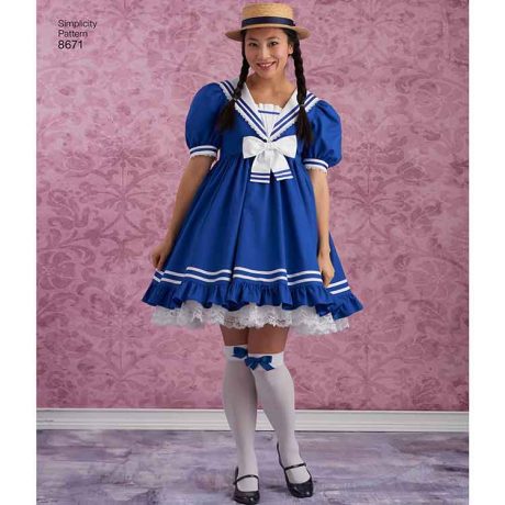 Simplicity 8671 Womens Lolita Costume Dresses