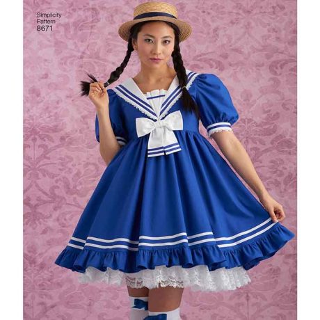 Simplicity 8671 Womens Lolita Costume Dresses