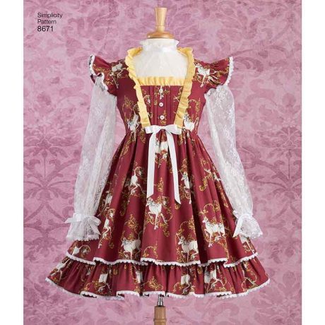 Simplicity 8671 Womens Lolita Costume Dresses