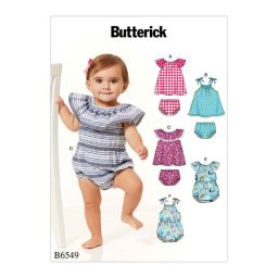 B6549 Infants Romper, Dress and Panties