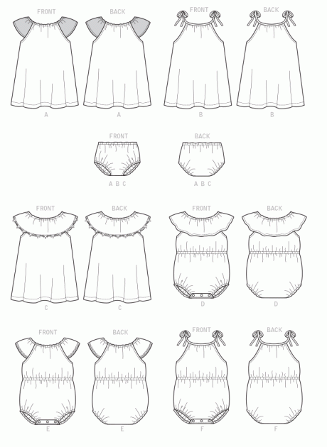 B6549 Infants Romper, Dress and Panties