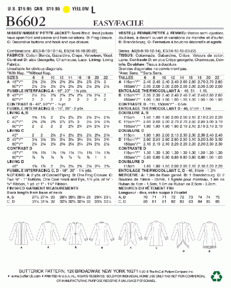 B6602 Misses'/Misses' Petite Jacket