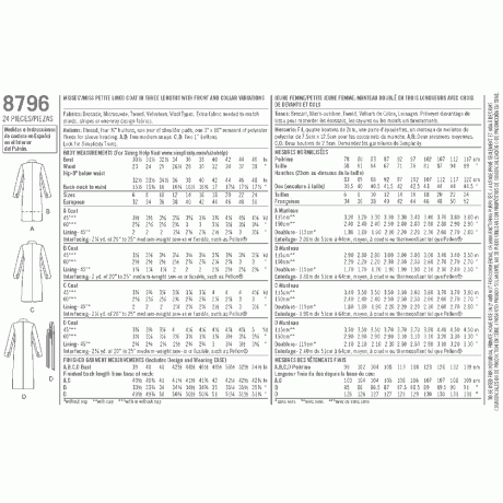 Simplicity 8796 Misses/ Petite Lined Coat