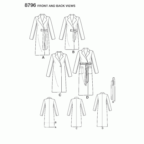 Simplicity 8796 Misses/ Petite Lined Coat