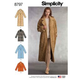 Simplicity 8797 Misses Loose Fitting Lined Coat