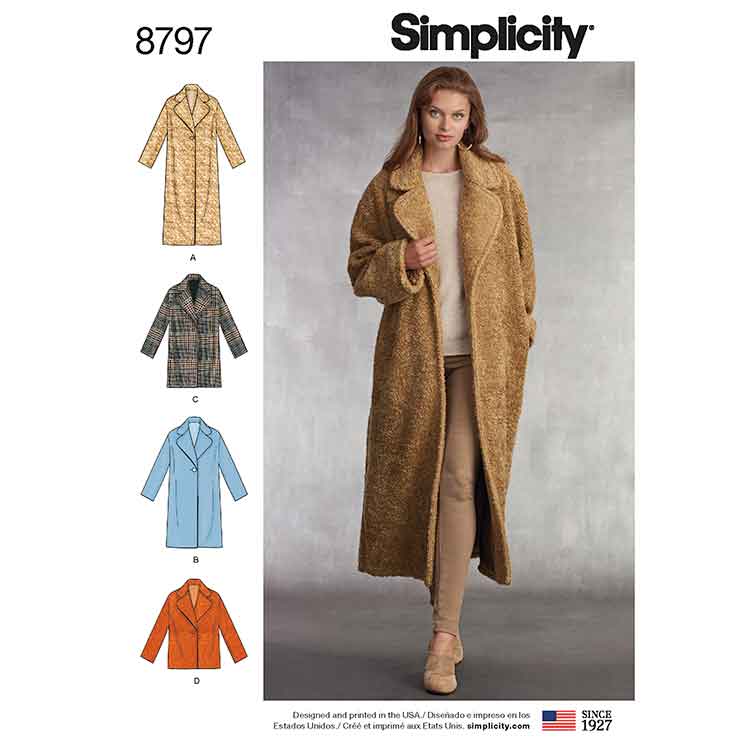 Simplicity 8797 Misses Loose Fitting Lined Coat - Sew Irish