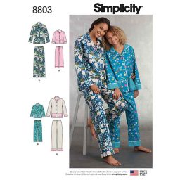 Simplicity 8803 Girls and Misses Set of Lounge Pants and Shirt