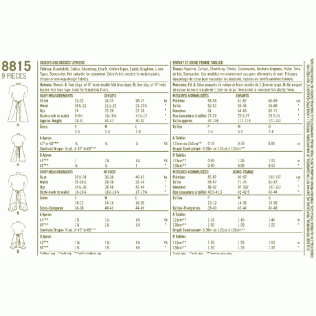 Simplicity 8815 Child's and Misses' Apron