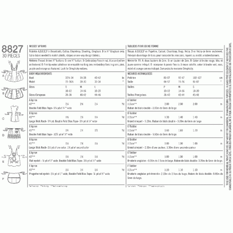 Simplicity 8827 Misses' Aprons