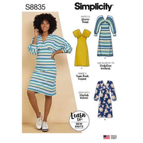 Simplicity 8835 Misses' Learn To Sew Knit Dress