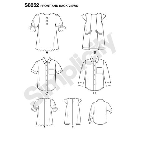 Simplicity 8852 Child's Dresses and Shirt