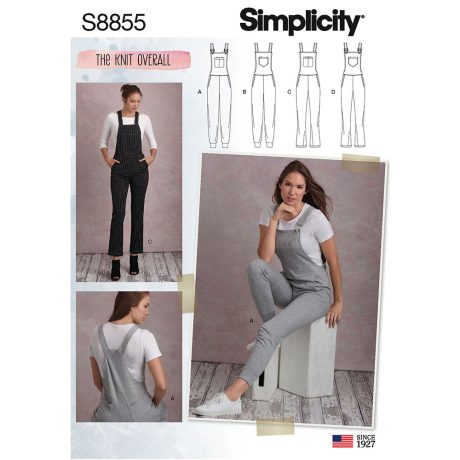 Simplicity 8855 Misses' Knit Overalls