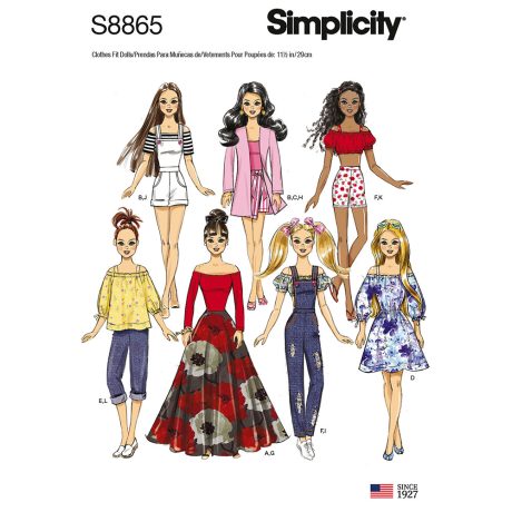 Simplicity 8865 11 1/2" Fashion Doll Clothes