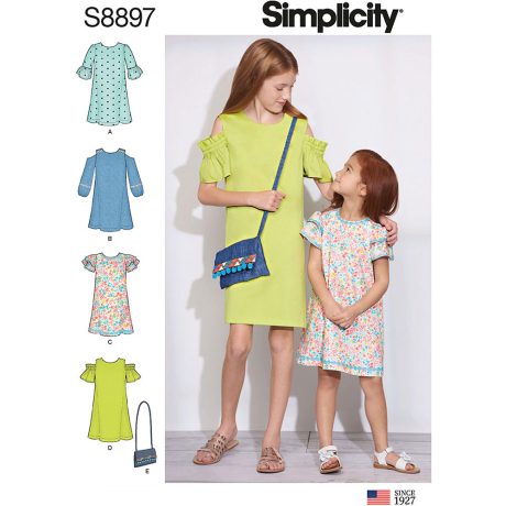 Simplicity 8897  Children's and Girls' Dress and Purse