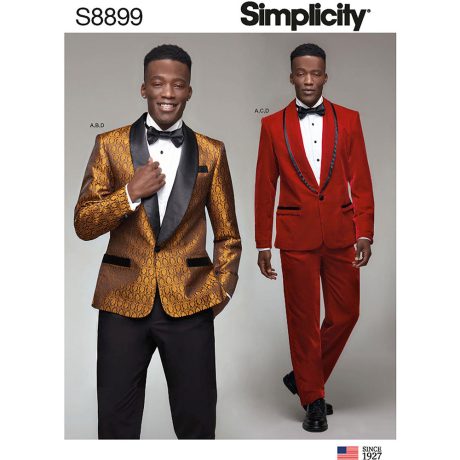 Simplicity 8899 Men's Tuxedo Jackets, Pants and Bow Tie