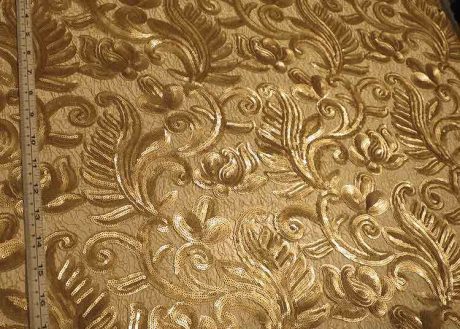 Gold paisley-patterned embroidered tulle with sequins