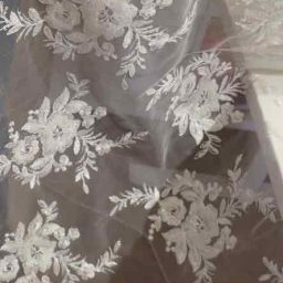 Irridescent embroidered tulle with sequins