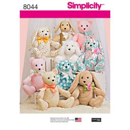 Simplicity 8044, Two-Pattern Piece Stuffed Animals